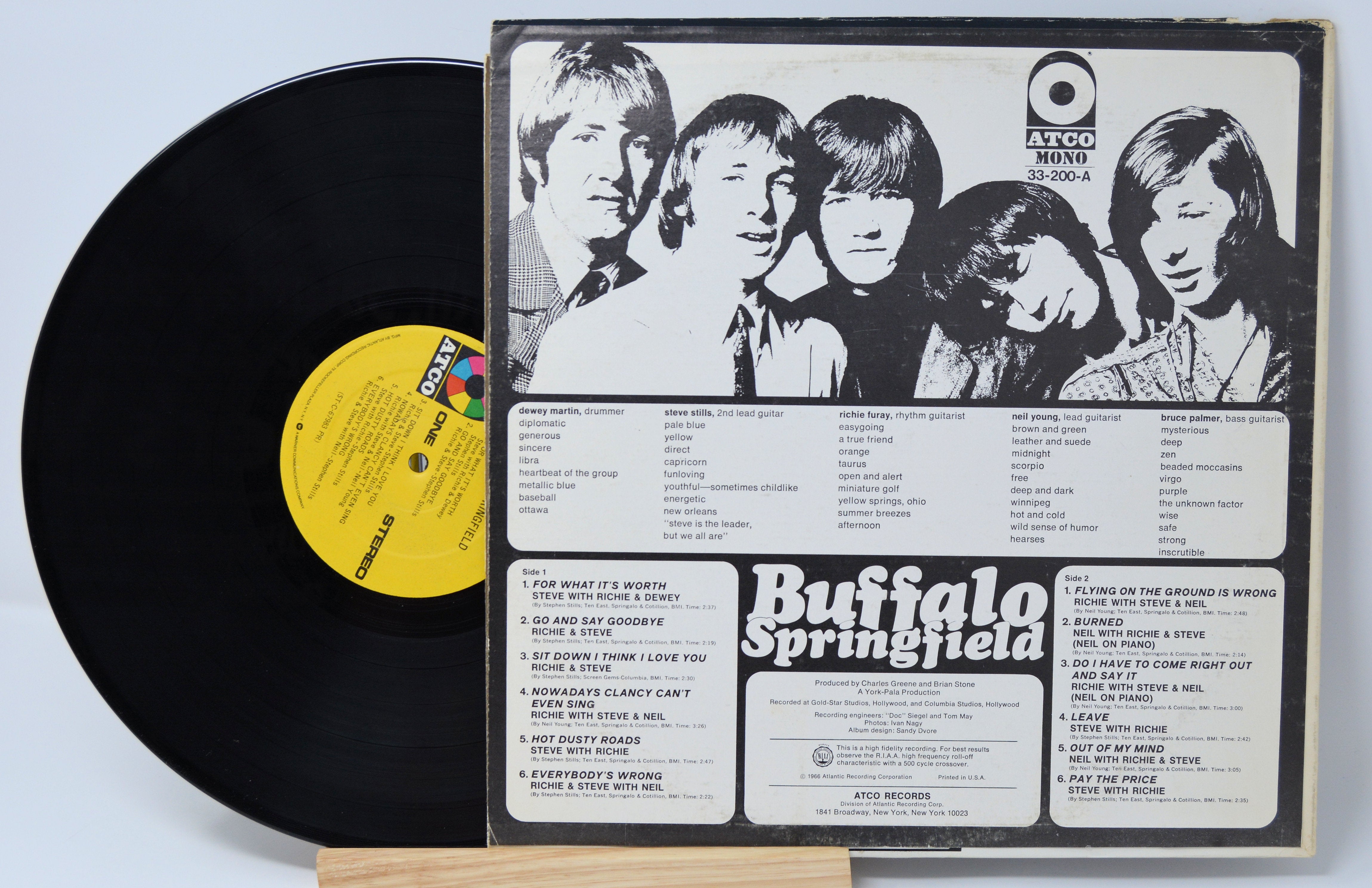 Buffalo Springfield - Self Titled Vinyl Record Album LP, Atlantic ATCO ...