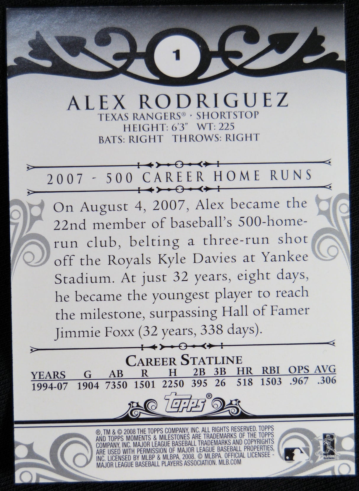 Rodriquez, Alex - 2008 Milestones 08/25