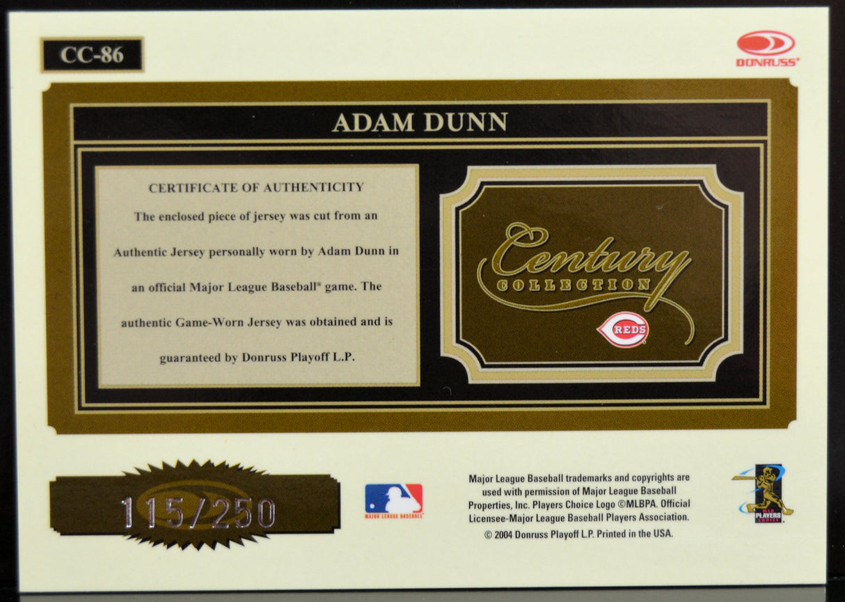 Dunn, Adam - 2004 Donruss Jersey #'d