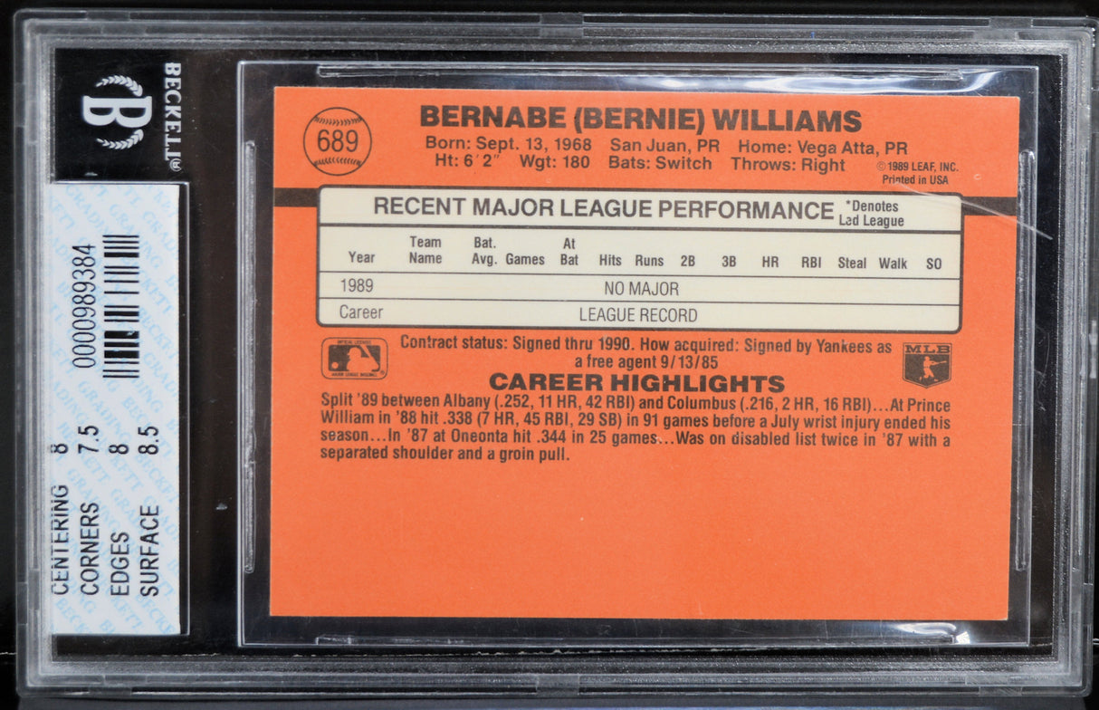 Williams, Bernie - 1990 Donruss Beckett