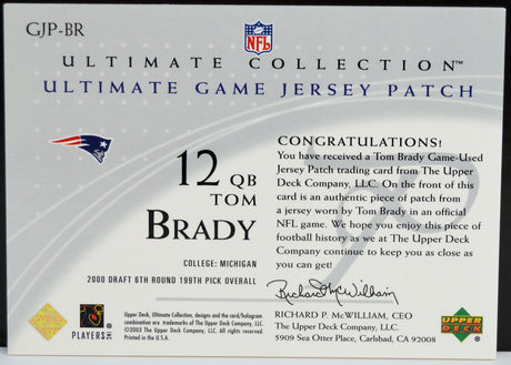 Brady, Tom - 2003 Ultimate Collection Patch