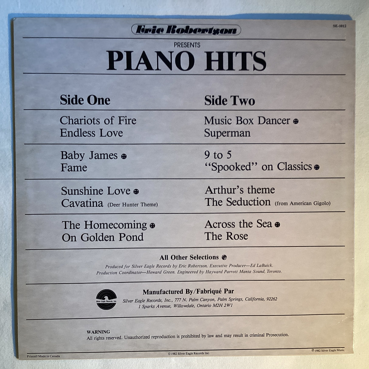 Robertson, Eric - Piano Hits