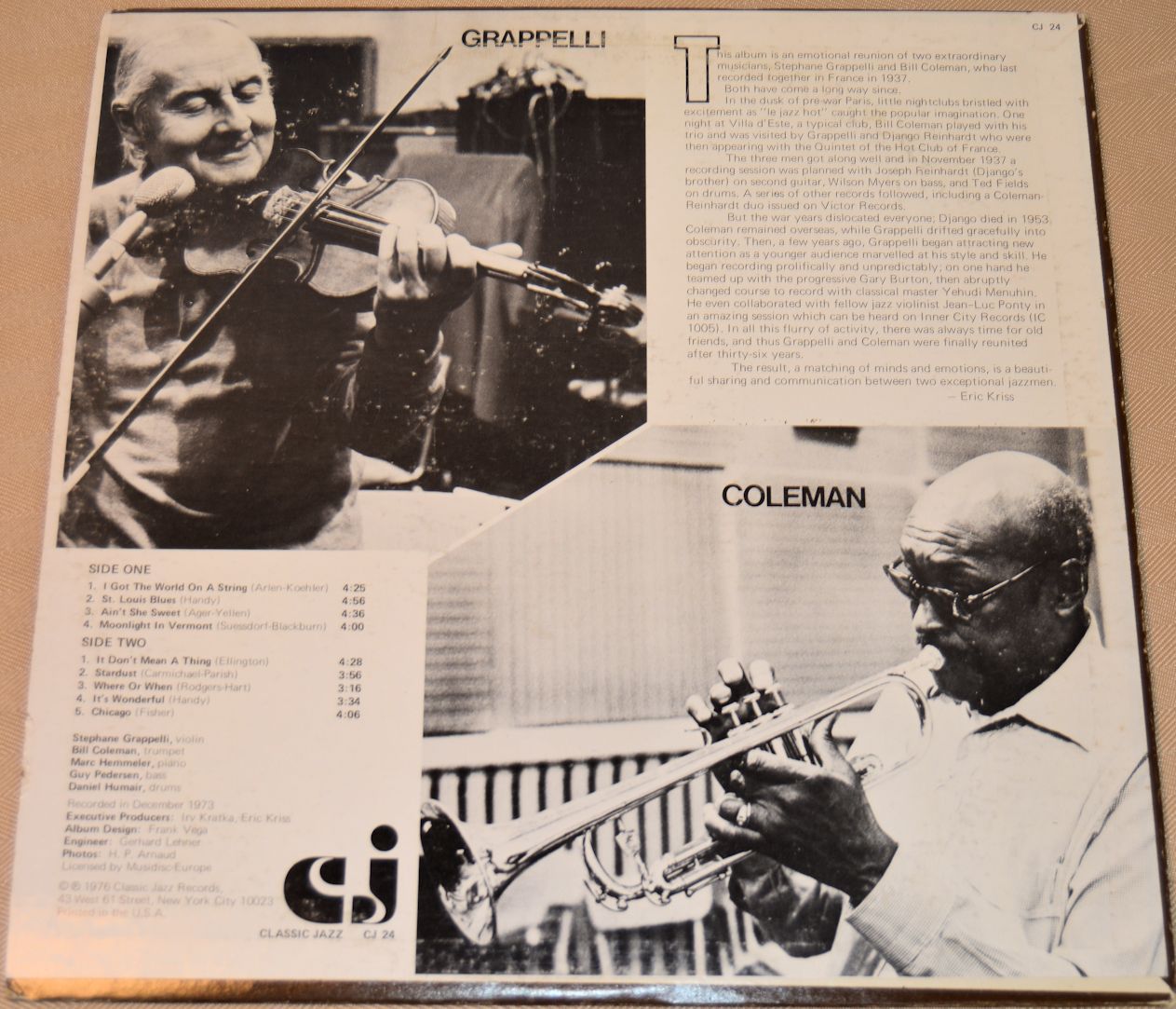 Grappelli, Stephane / Coleman - Stephane Grappelli & Bill Coleman – Joe ...